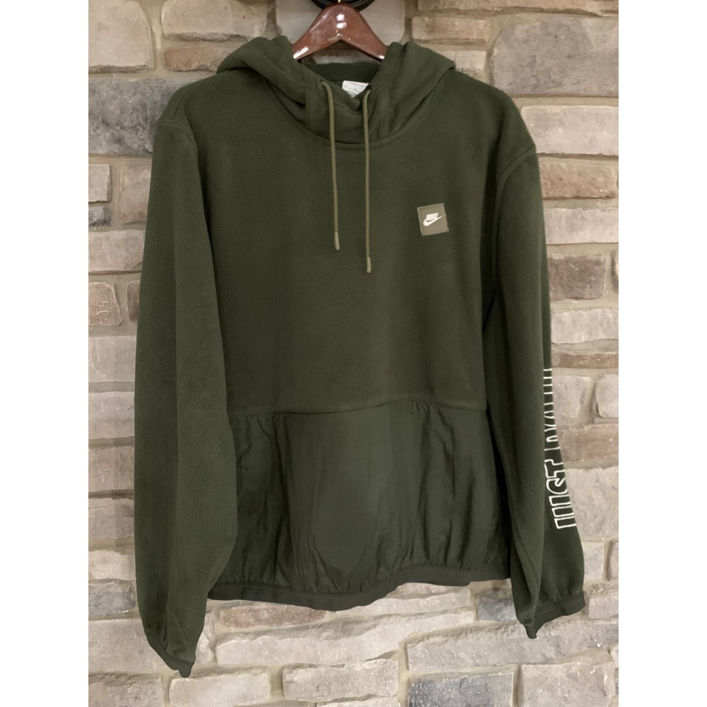 Nike Therma-FIT Fleece Hoodie Olive Athleisure XL Streetwear Gorpcore Retro